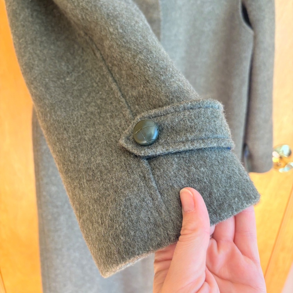 Schneider Grey Wool Blend Hooded Trench Coat Full Length Warm Winter Outerwear - Picture 5 of 14